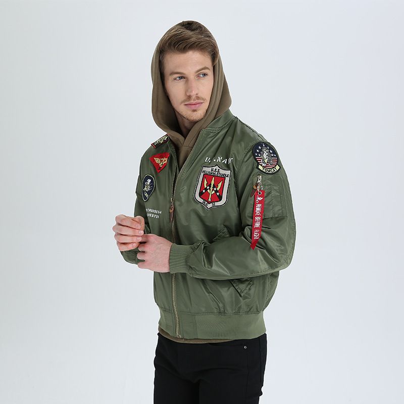 Suitable For All Seasons 2024 Spring Autumn MA-1 Air Force Pilot Ins Stand Collar Plus Size Embroidered Workwear Military Jacket For Men_voghion.com