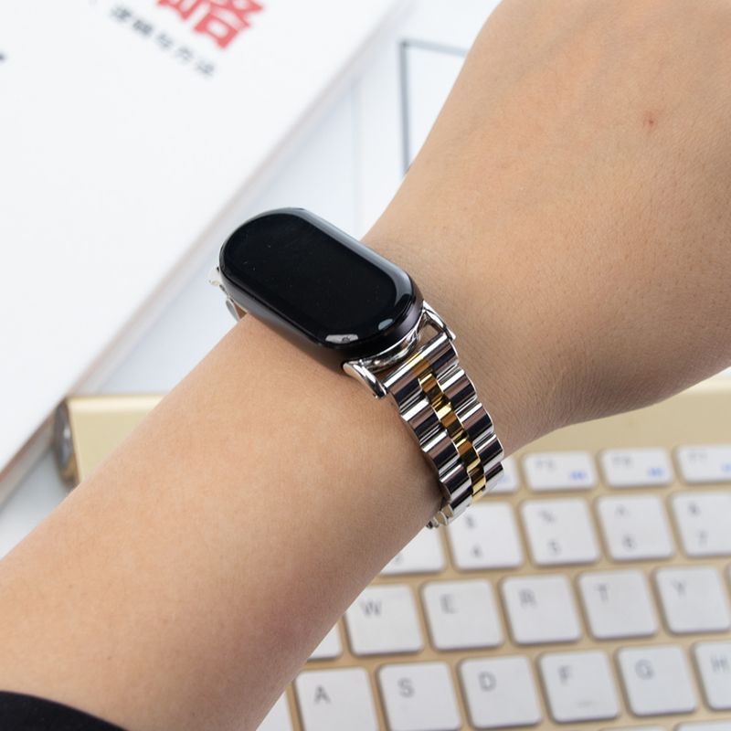 Rostfritt stålarmband för Xiaomi Band 9 8 metallarmband för MiBand9 Miband8 klockarmbandsersättning Sport Link armband Correa_voghion.com