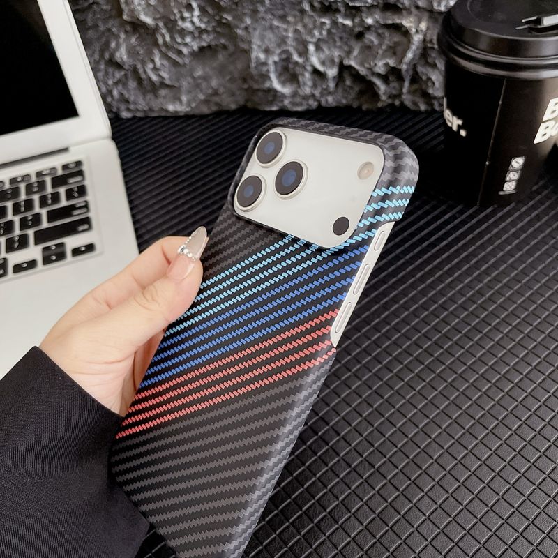 Frameless Carbon Fiber Hard Phone Case For IPhone 17 Air 16 E 15 14 Plus 13 12 Pro Max 11 Water Ripple Climb Texture Armor Cover_voghion.com