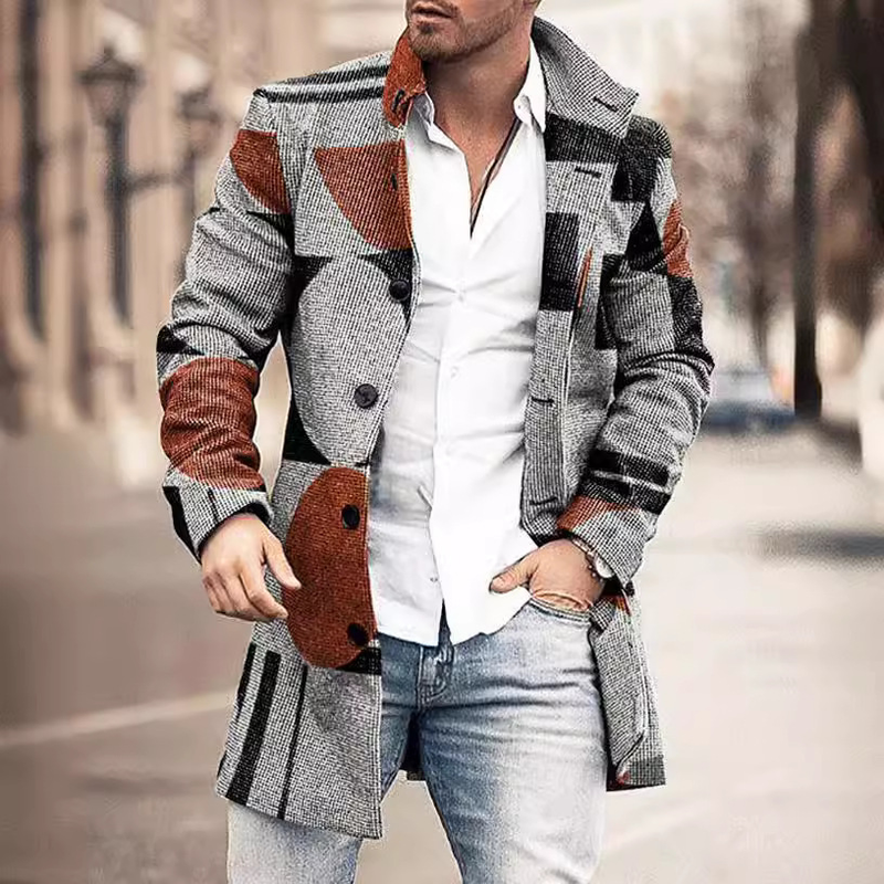 Spring New Stand Collar Mid-Length Wool Coat Casual Jacket Men's Clothing_voghion.com