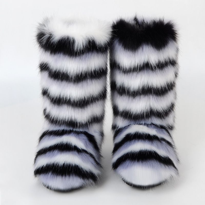 Winter snow boots Women's outer wear warm non-slip cross-border long fur mid-calf raccoon fur y2g fur boots_voghion.com