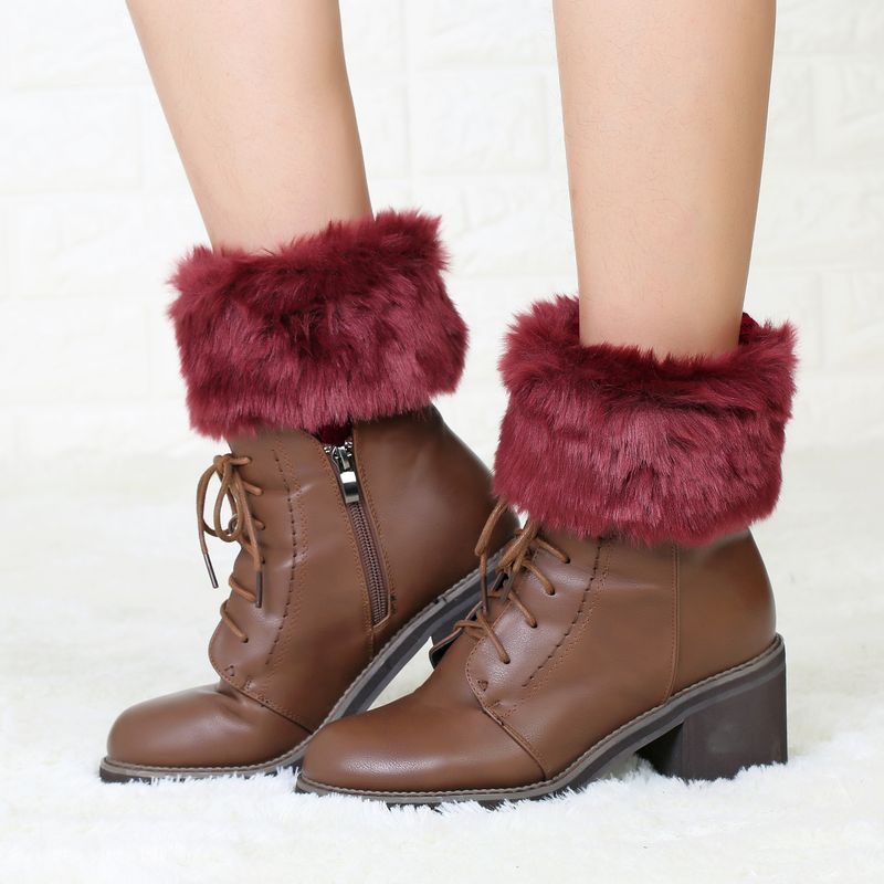 Neue Herbst-Winter-Kurzstil-Flip-Over-Plüsch-warme Socken und Stiefelüberzüge für Damen-Beinschützer aus gestrickter Wolle_voghion.com