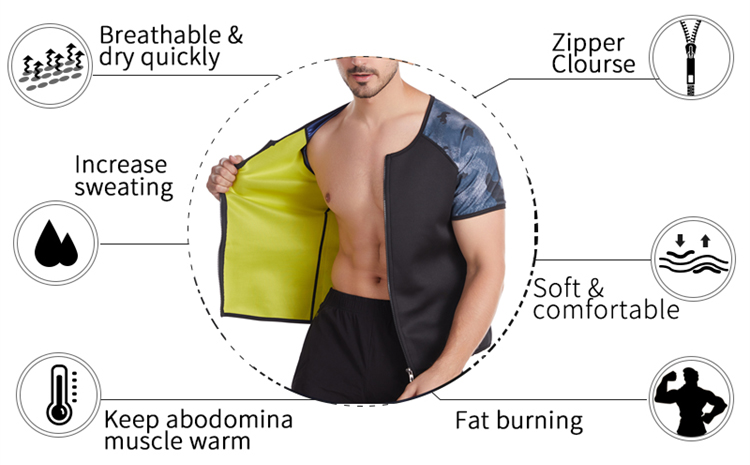 Body Shaper da uomo Tuta da sauna Camicia da sudore Biancheria intima dimagrante Camicia per dimagrire Bruciatore di grasso Allenamento Canotta termica_voghion.com