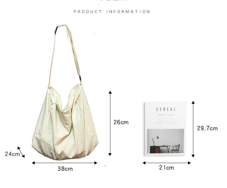 Fan Han Feng Borsa a tracolla singola Semplice e casual Borsa a libro pigra in tela tinta unita versatile Instagram da donna_voghion.com