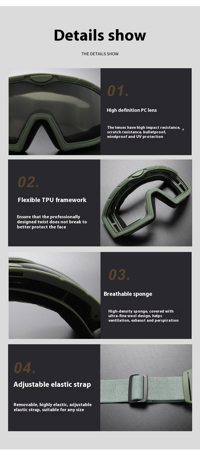 USA sõjaväe taktikalised prillid, kahekihiline udusulgedega, löögikindel kiiver, laskeprillid, tuule- ja liivakindlad väliprillid CS_voghion.com