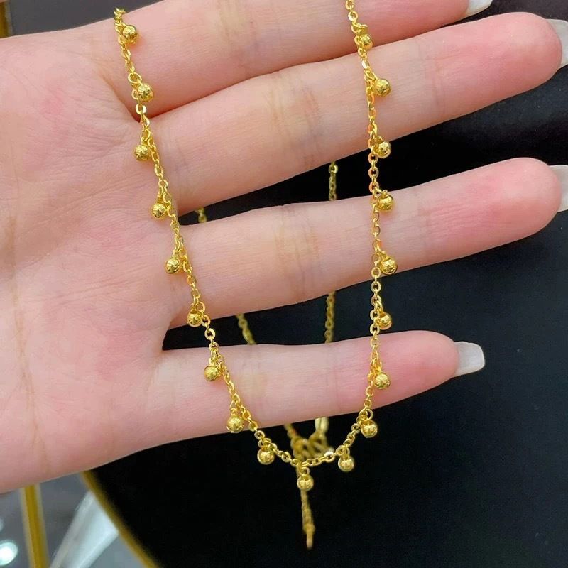 Negozio di oro con collana di piccole perle d'oro perle esplosive femminili oro luce lusso nicchia alto senso catena_voghion.com