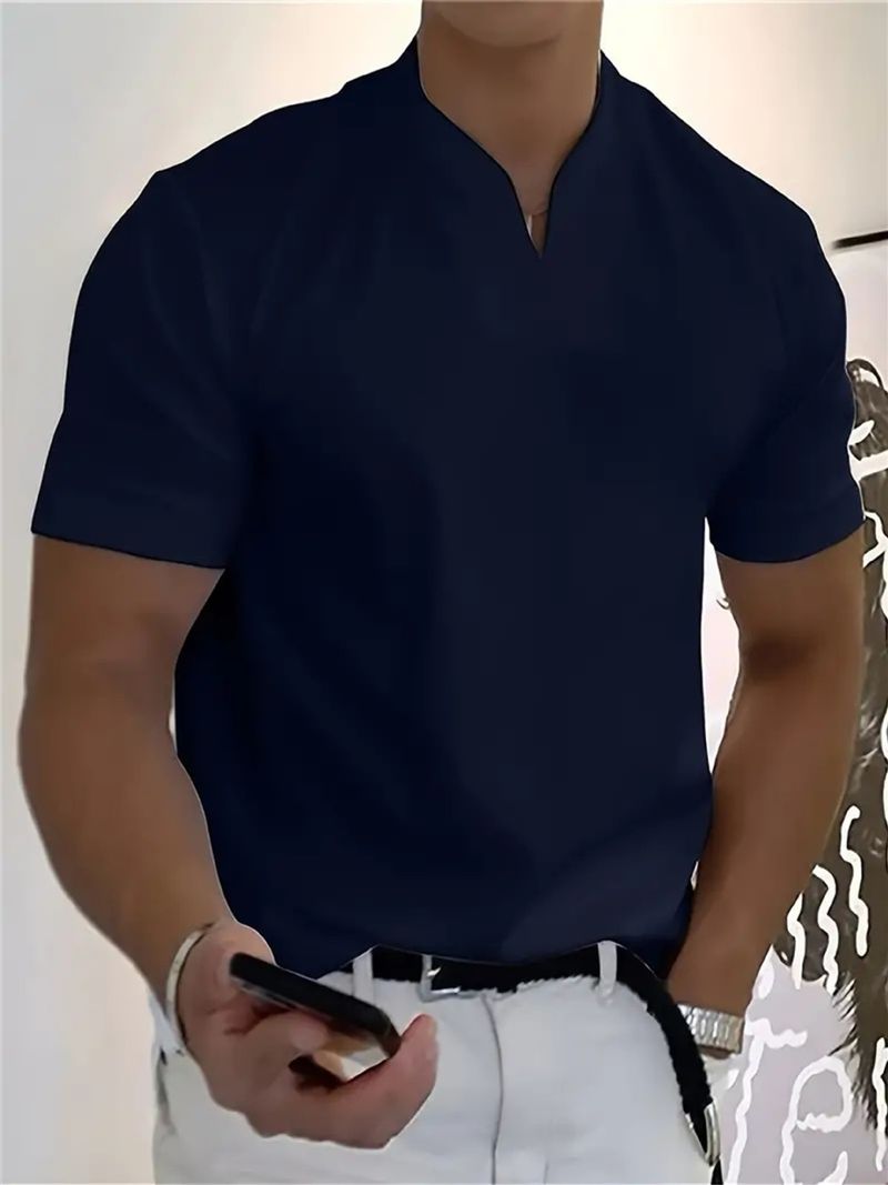 "Men's Athletic V-Neck T-Shirt - Stretch Cotton Gym Workout Tee For Muscle Fit - Breathable & Moisture-Wicking (Multiple Colors/Sizes)"_voghion.com