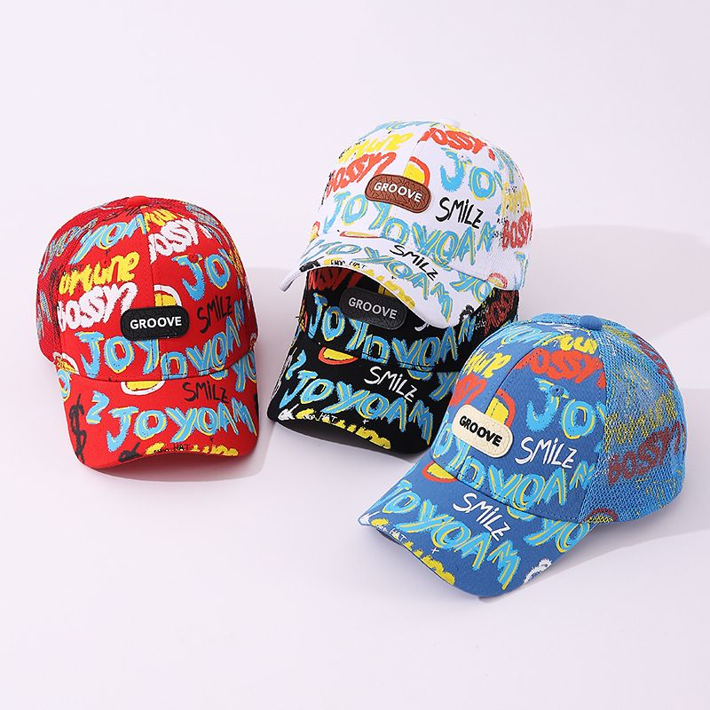 Sommer Neue Mode Graffiti Net Baseball Männer und Frauen Mittleren alters Kinder Freizeit Sonnencreme Entenzunge Hut_voghion.com