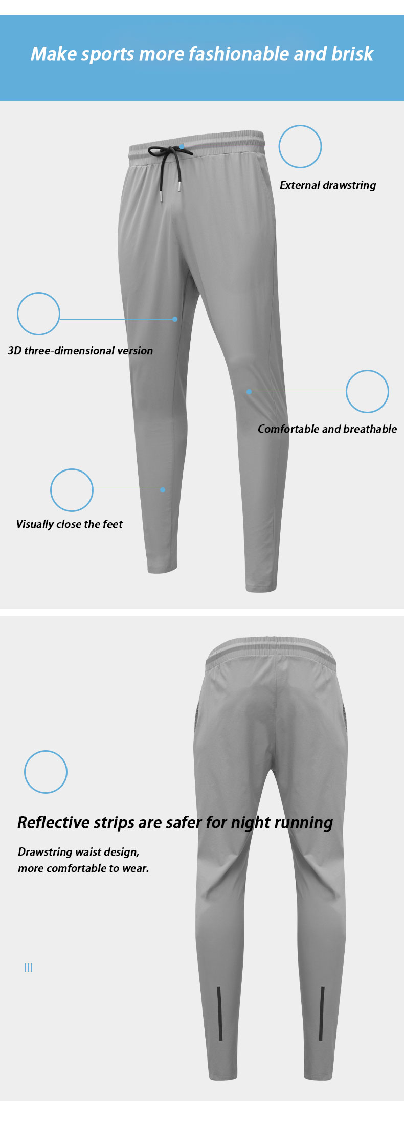 Men Sport Running Pants Reflective Athletic Waterproof Soccer Training Elasticity Legging Jogging Gym Trousers Summer_voghion.com