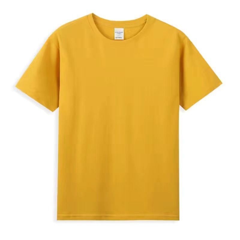 200g Combed Cotton Short Sleeved T-shirt For Summer Men, Loose And Simple Round Neck Solid Color Base Shirt_voghion.com
