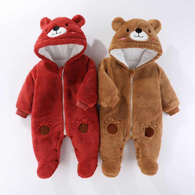 Lasten vaatteet Vauvan onesie talvella vastasyntyneen lämpimät ryömintävaatteet vauvan pehmo ulkona_voghion.com