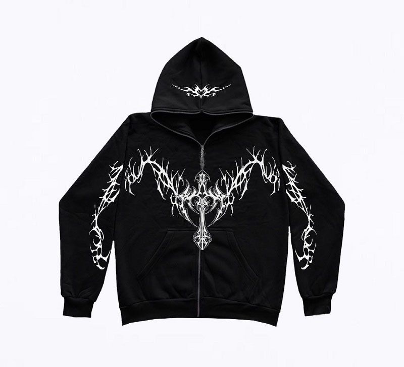 Sudadera con capucha estilo europeo y americano para otoño e invierno, nueva sudadera con capucha con estampado gótico, moda urbana, punk, deportiva, Y2k, tendencia_voghion.com