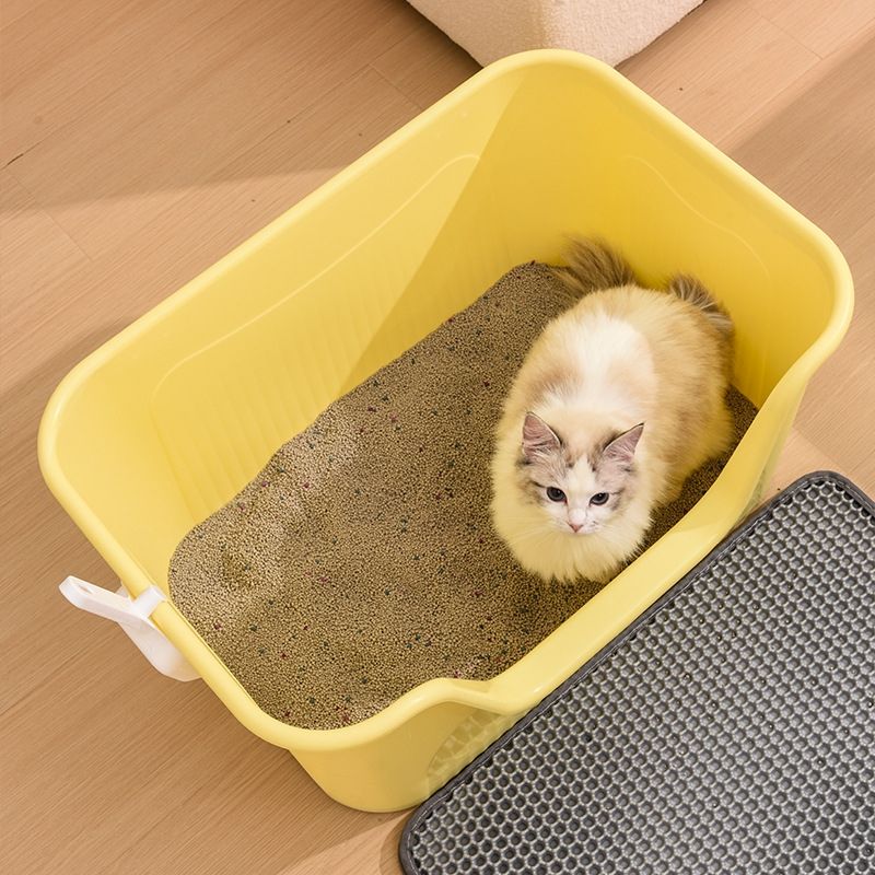 Shuai Xiaowang Extra große, halbgeschlossene, offene Toilette, Katzenstreu, Katzenkotbox, Spritzschutz_voghion.com