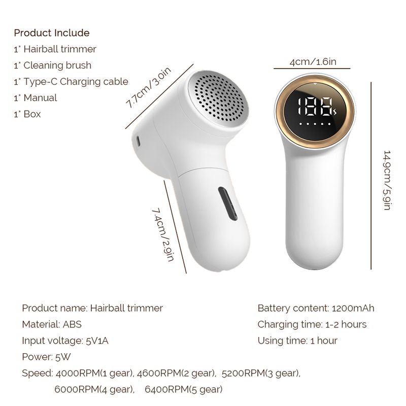 Hairball Trimmer Clothes Pilling Removal Sweater Defuzzer Digital Display Charging Portable Home Shaver Trimmer 5 Gear Adjust_voghion.com