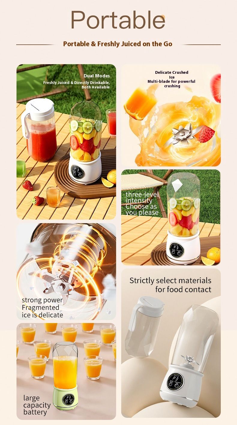 Portable Rechargeable Juicer Cup, Small Multifunctional Blender For Student & Home Use, Personal Smoothie Maker_voghion.com