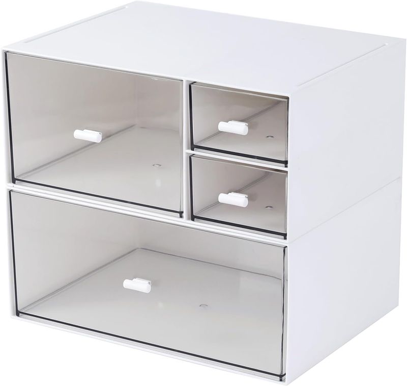 Scrivania per trucco a 4 cassetti - Organizzatore per cosmetici | Smalto per unghie/Gioielli/Pennelli | UE_voghion.com