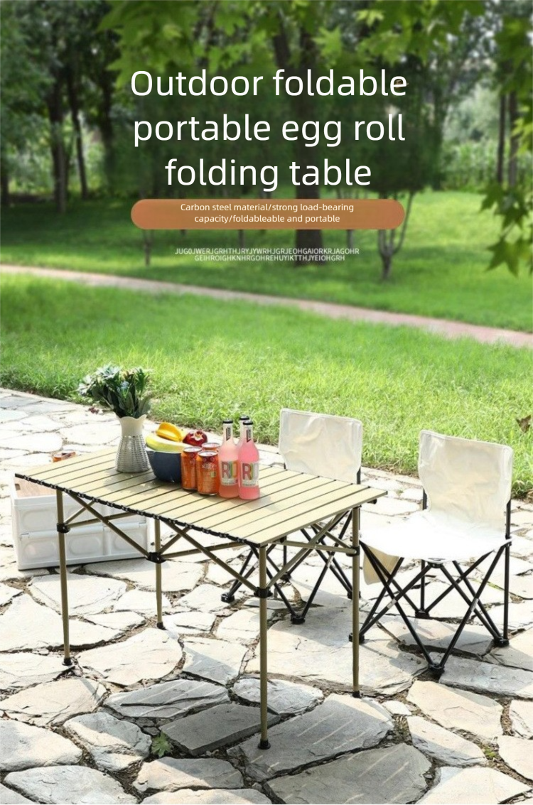 Explorer Camping Outdoor Klappbarer Eierrollen-Picknicktisch und Stuhl-Set, komplettes Set_voghion.com