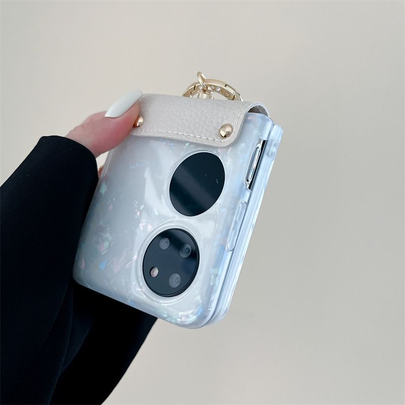 Shell pattern wrist strap ring for Huawei p50 pocket folding screen phone case pocket 2 Drop-resistant shell_voghion.com