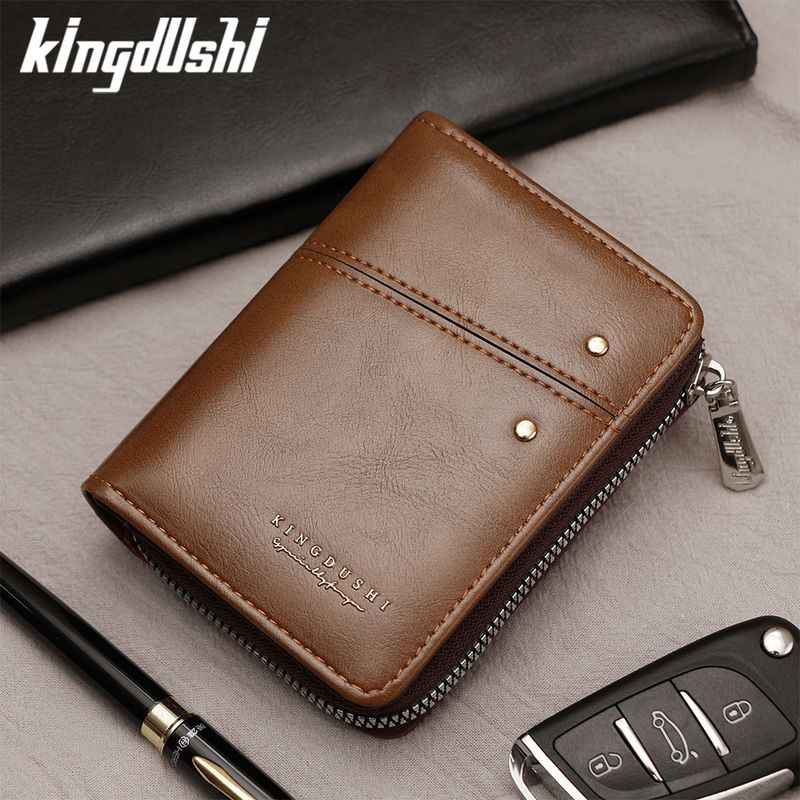 New Men's Vertical Simple Business Style Patchwork Multi-Card Slot Multi-Functional Leather Wallet Coin Zipper Bag_voghion.com