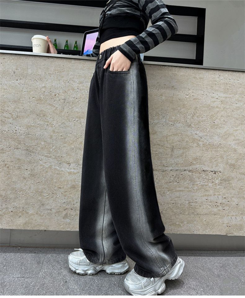 Oblečení pro batolata a dívky, dětské džíny střední a velké velikosti, dětské rovné kalhoty se širokými nohavicemi, podzimní dívčí kalhoty_voghion.com