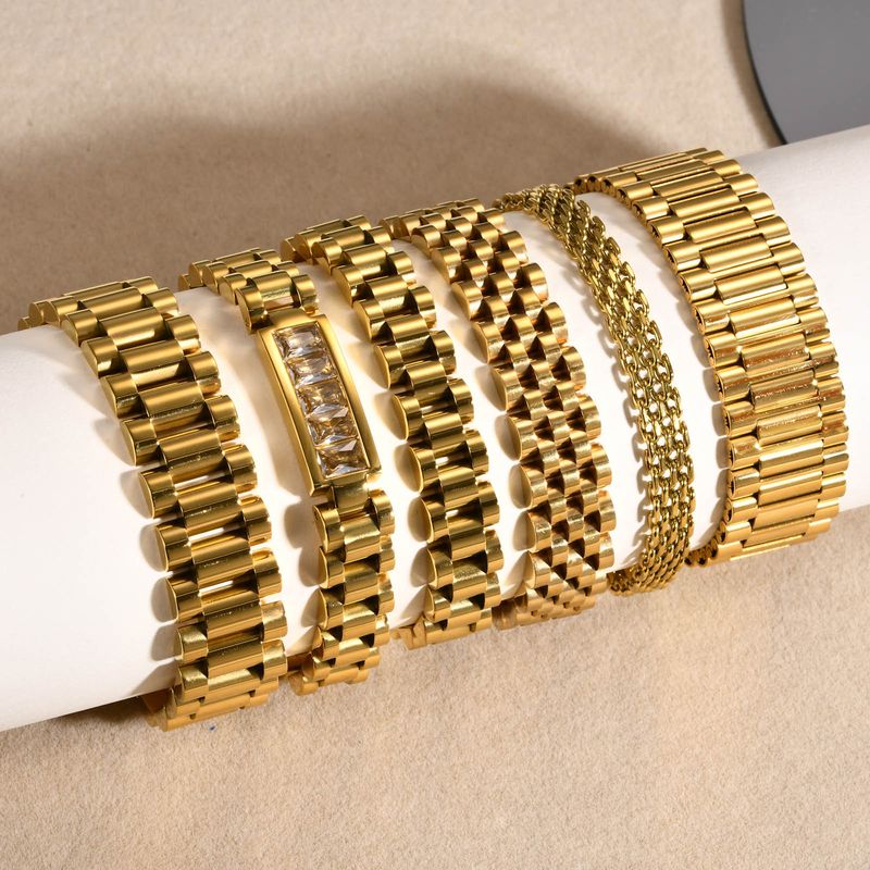 Pulsera de reloj de marca curva de moda con revestimiento al vacío de acero inoxidable, pulseras de oro para mujer_voghion.com
