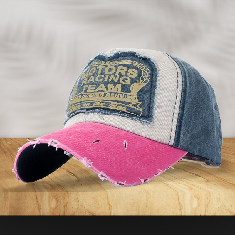 Fashionable Outdoor Sun Cap Visor Patch Color Matching Letter Wash Cloth Coated Baseball Cap_voghion.com