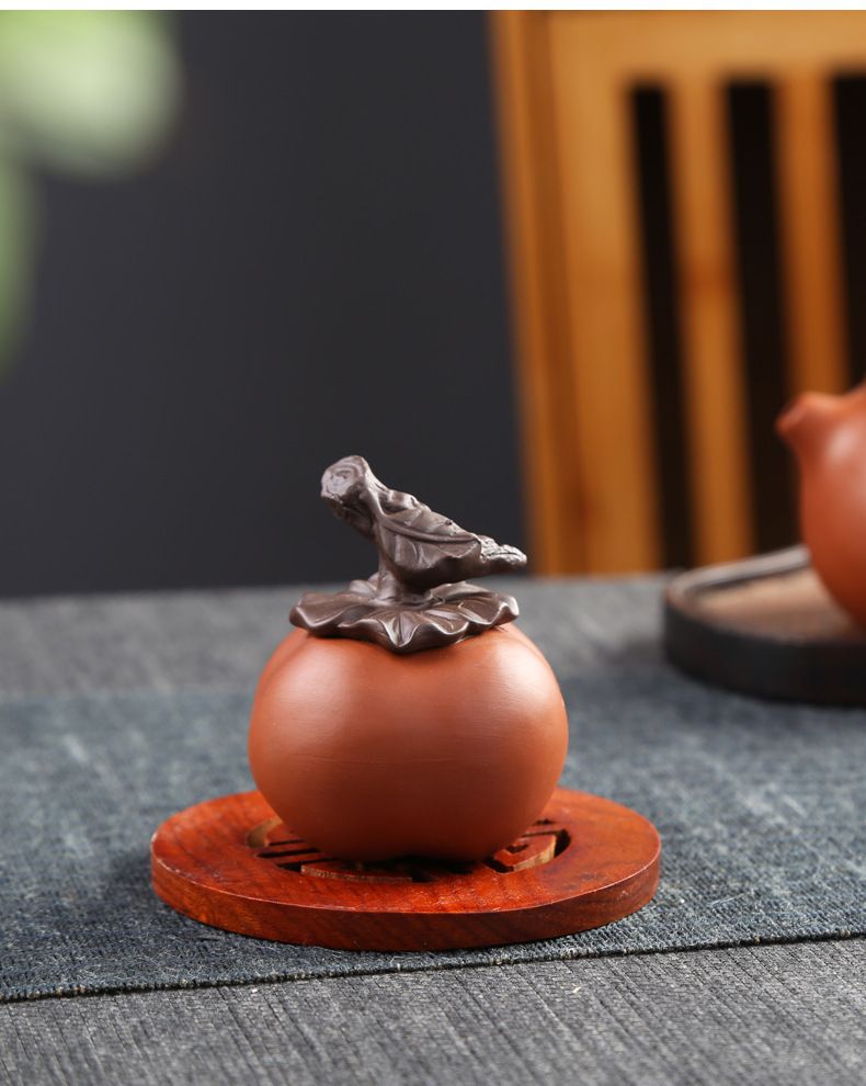 Creative Purple Clay Color-Changing Pet Ornament, Nurturable Persimmon Ruyi Play Decoration, Art Tray Tea Ceremony_voghion.com