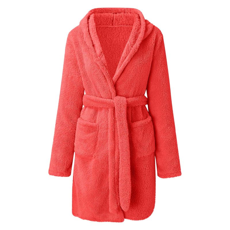 Men's autumn and winter warm bathrobe hooded home clothes plush pajamas robe_voghion.com
