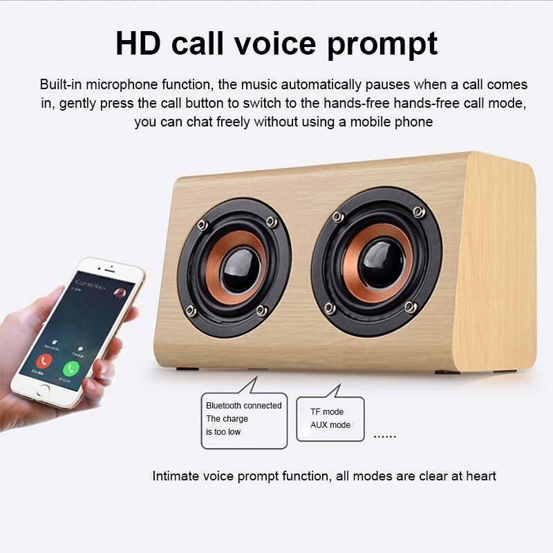 W7 Bluetooth 4.2 Houten Dubbele Hoorns Bluetooth Luidspreker (Rode Houtstructuur)_voghion.com