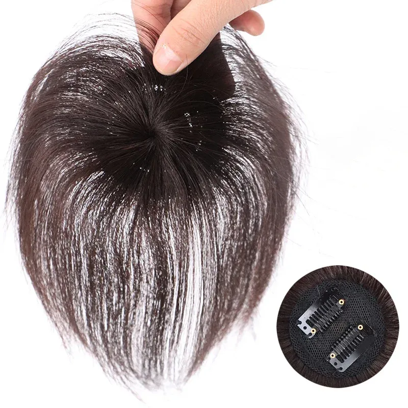 8 Zoll Echthaar-Clip im Topper, glatter Stil, natürliches, realistisches Design_voghion.com