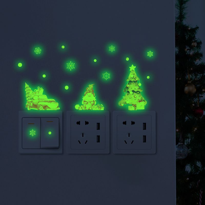 Night light switch AFG3678 Christmas tree socks glowing green bedroom living room wall sticker_voghion.com