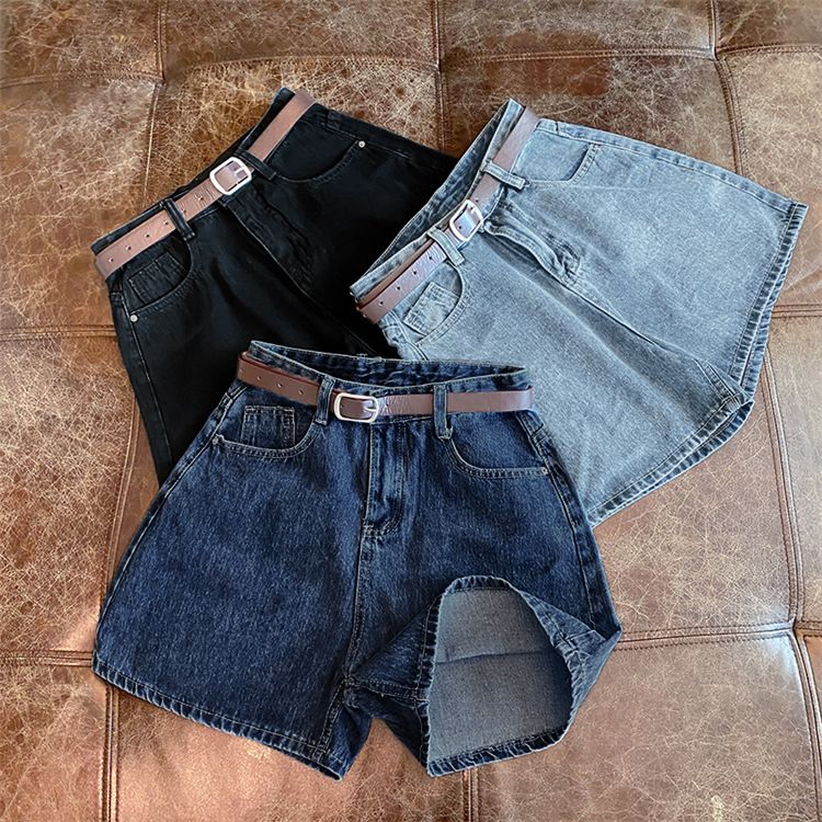 Roupas femininas Shorts jeans para mulheres Verão Novo estilo Tendência Ins Internet Celebridade Cintura alta Simples Fino Solto Perna larga Todos combinam A Linha Calças quentes_voghion.com