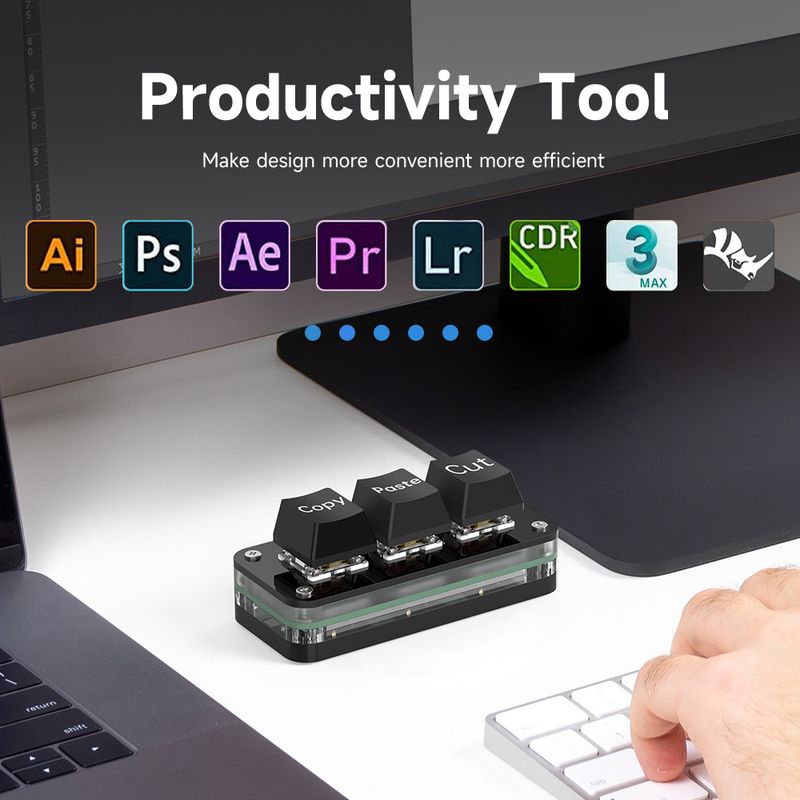 Mini clavier à copier-coller personnalisé, 2 touches avec lumière LED, mécanique, échange à chaud, USB-C, programmables ro_voghion.com