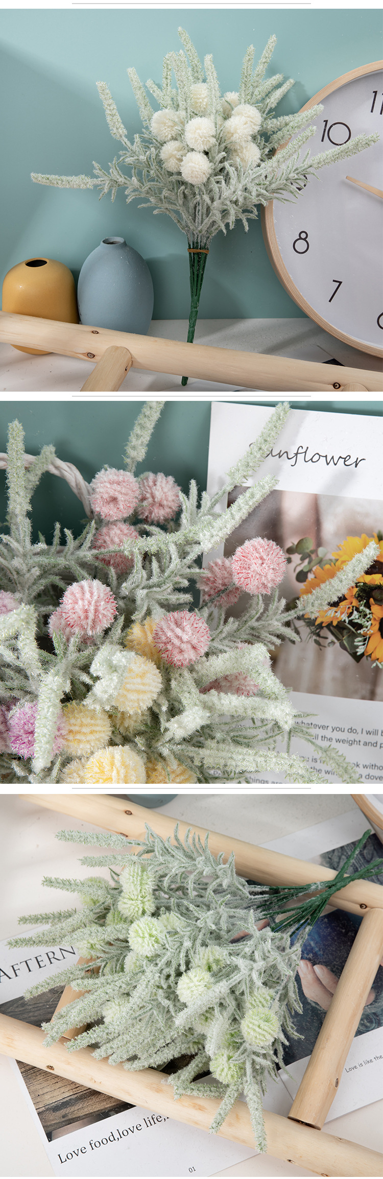 Simulazione di fiori di tarassaco con erba stile INS produttore decorazione per la casa matrimonio transfrontaliero all'ingrosso fiori artificiali MW85505_voghion.com