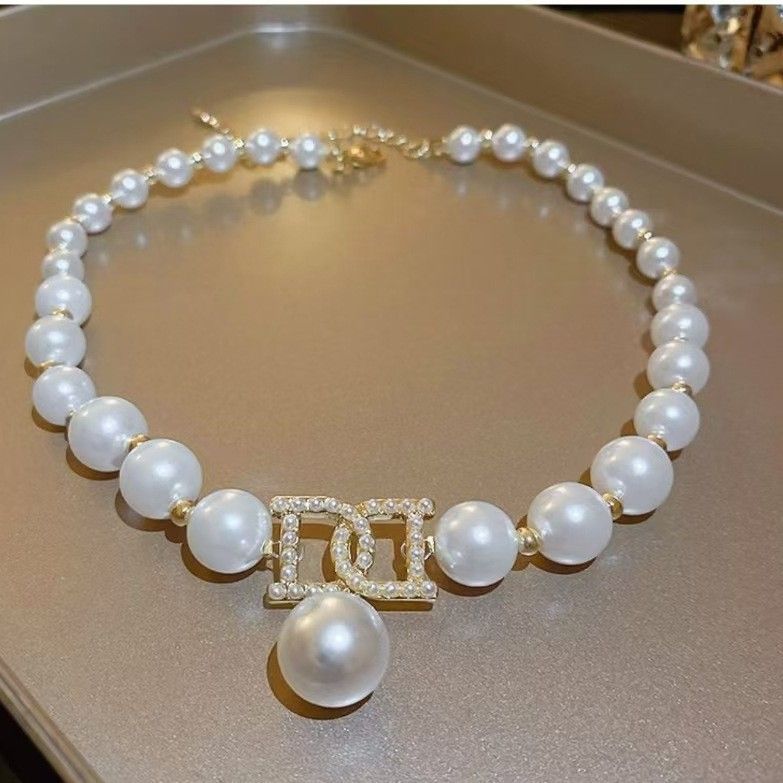 Stile coreano INS, personalità minimalista con giunture di diamanti e perle, collana corta in maglia rossa, design dal temperamento sensato_voghion.com