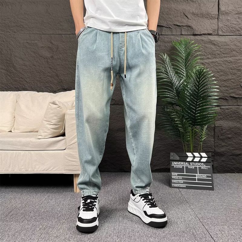 Pantaloni harem da jogging larghi con coulisse, in stile americano, da uomo, versione coreana, colore scuro e chiaro, 2025_voghion.com