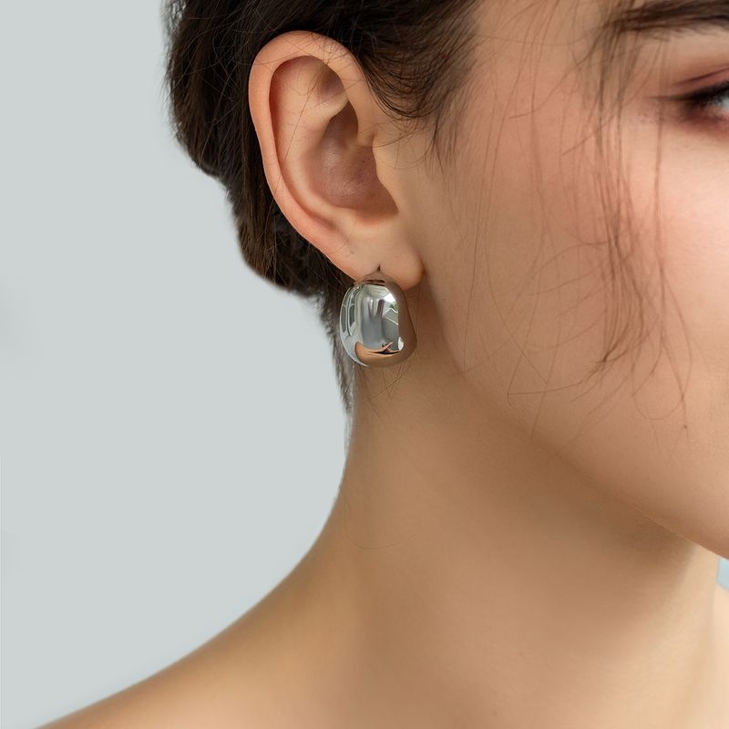 Orecchini a forma di fagiolo in metallo, semplici, di alta qualità, classici e leggeri, placcati in oro, per donna, con ago in argento, eleganti_voghion.com