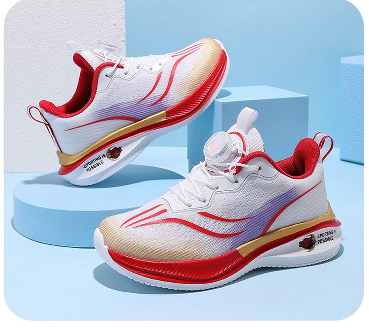 Children's Shoes Spring And Autumn Children's Sports Shoes Rotating Buckle Running Shoes Lightweight Breathable Mesh Student Fashion Men_voghion.com
