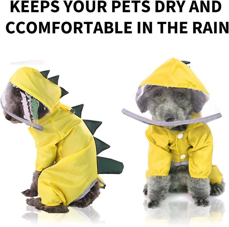 Dog Raincoat with Hood and Collar Hole, Hooded Dog Raincoat, (S)_voghion.com