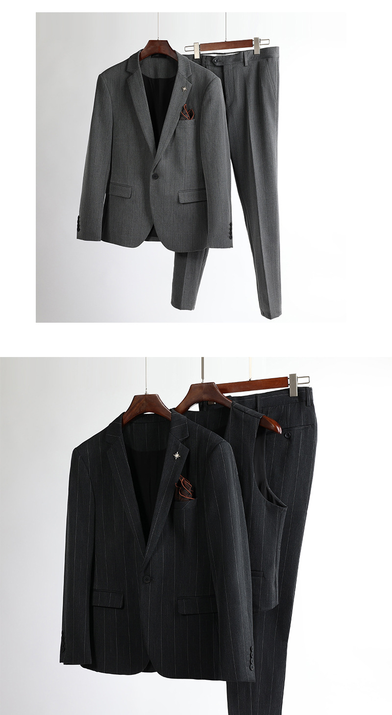 Herrenbekleidung Slim Fit Hochzeitsanzug-Set – Moderner Business-Blazer und Hose mit optionaler Weste, Herbst-Winter-Kollektion (Dunkelgrau)_voghion.com