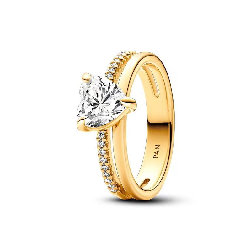 Anello da donna in argento con diamanti, a forma di cuore, a forma di cuore, con diamanti Ins, versatile e alla moda_voghion.com