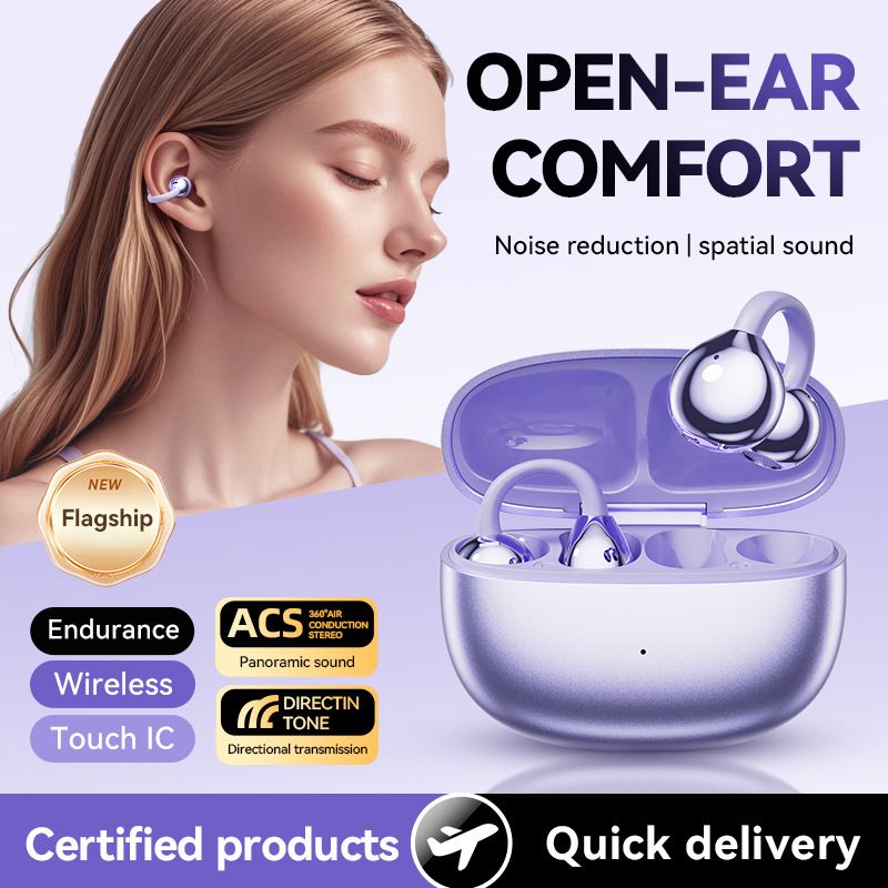 M108 Ear Clip Wireless Long Battery Life Bone Conduction Sports Noise Cancelling Earphones Bluetooth_voghion.com