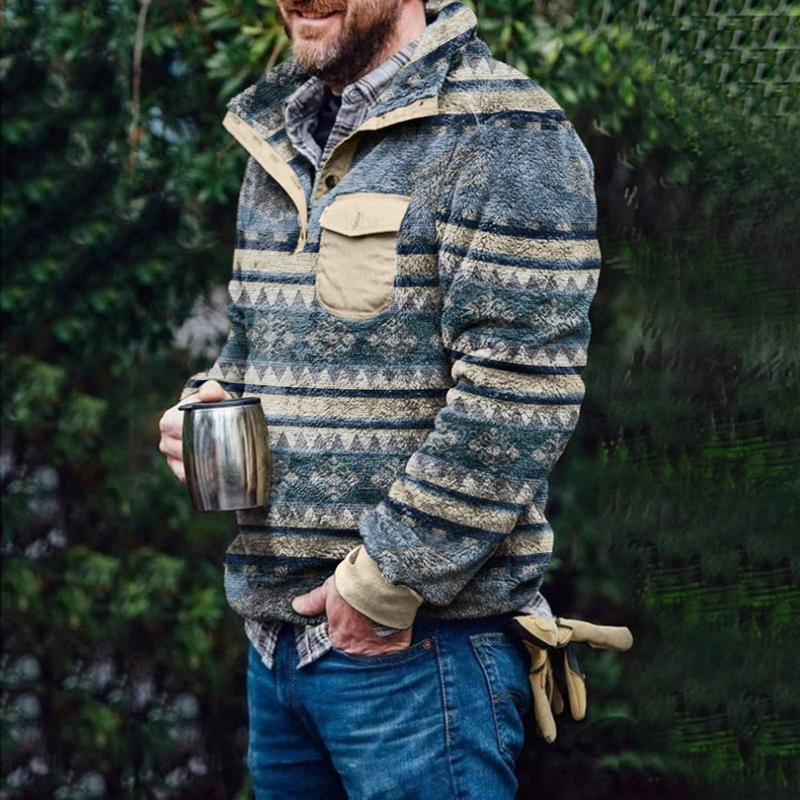 2021 Autumn/Winter New Men's Checkered Double sided Cardigan Sweater Fashion Plush jacket_voghion.com