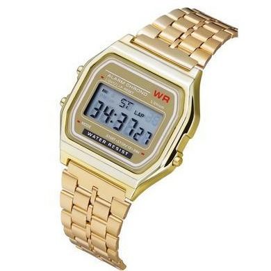 WR No Mark F91W Sports Children's Electronic Metal Multi-function Luminous Alarm Clock Steel Band Watch Dial_voghion.com