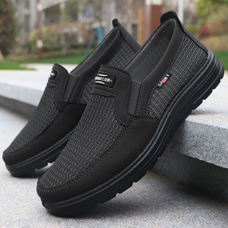 Qualidade imbatível, malha de verão, tamanho grande, novo estilo, calçados masculinos, respiráveis, calçados casuais de poliuretano com um pé_voghion.com