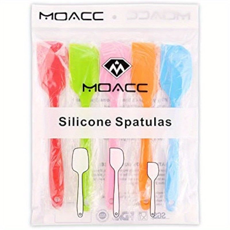 5-Pack Heat Resistant Silicone Spatulas Set Non-Stick Seamless Scrapers For Baking Mixing Cooking Kitchen Tools_voghion.com