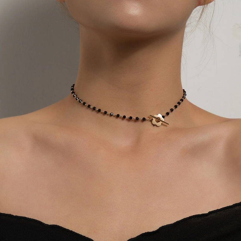 Klaar Voorraad SUMENG 2024 Nieuwe Mode Zwarte Kristallen Glazen Kralen Ketting Choker Ketting Voor Vrouwen wer Lariat Lock Collar Geschenken_voghion.com