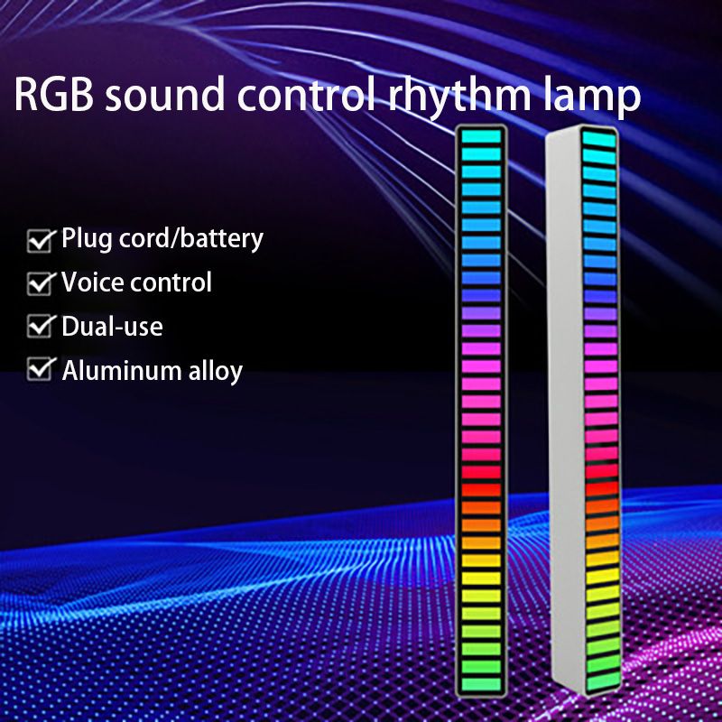 Lámpara de noche LED RGB con ritmo musical, recargable por USB, control de sonido, luz LED, captación de sonido, luz ambiental, lámpara de ambiente decorativa_voghion.com