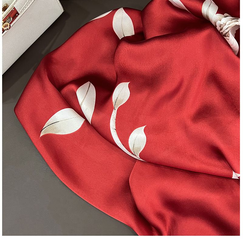 Advanced Red Rose Flower Sunscreen Erweiterte Simulation Seide Sommer Damen Long Strip Strandschal_voghion.com