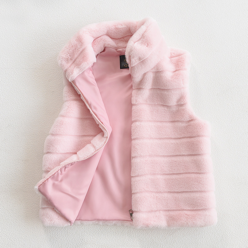 Women's stand-up collar faux fur coat women's vest coat_voghion.com